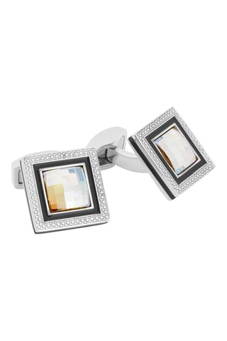 Boutons de manchette ornés de cristaux Swarovski - Jaune - Doré