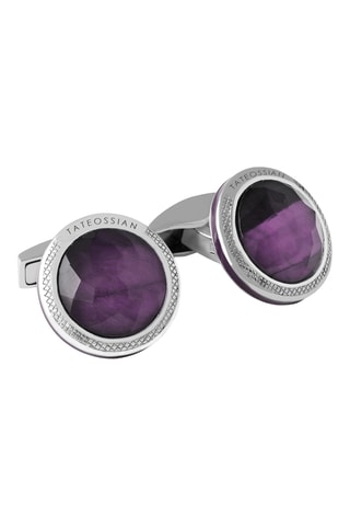 Boutons de manchette - Argent, cristaux de roche et améthystes  - Violet