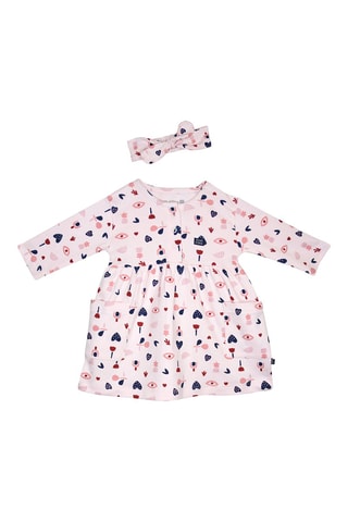 Robe et bandeau Jasmine Bleu foncé et rose clair