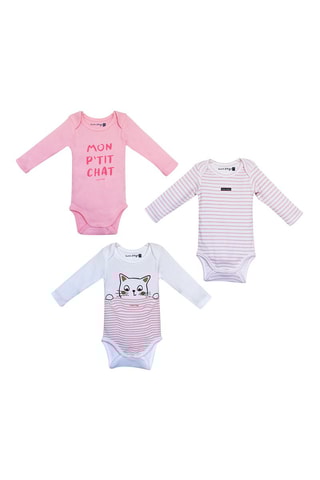 3 bodys - Rose et blanc