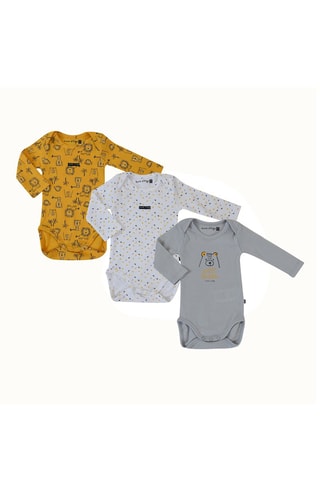 3 bodys Endrix - Jaune, gris et blanc