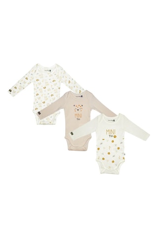 3 bodys en coton biologique Geremi - Ecru et beige