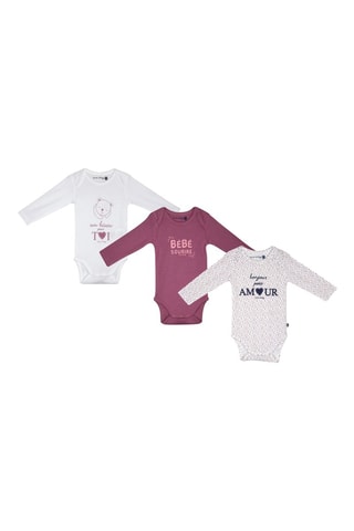 3 bodys Maguy - Blanc et vieux rose