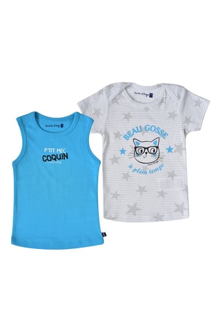 2 t-shirts Evedni - Bleu et gris