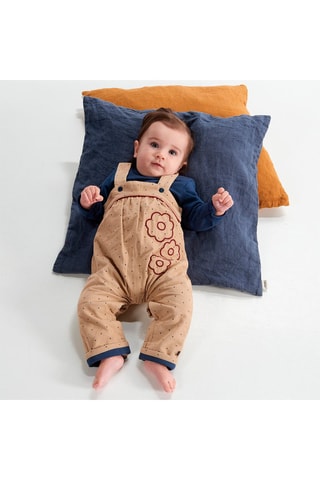 Salopette et t-shirt - Bleu marine et beige