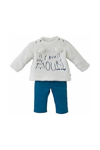 Pull et pantalon Brian - Blanc et bleu canard
