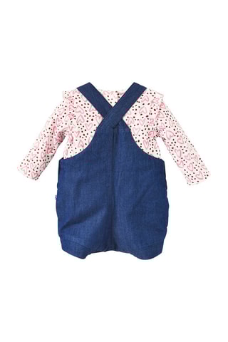 T-shirt et salopette short en jean Dorothee - Écru et bleu marine