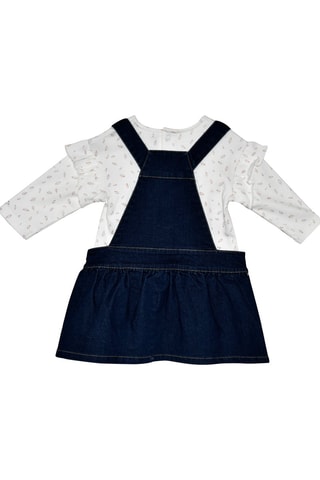 T-shirt et robe-salopette en jean - Ecru et bleu marine