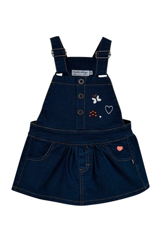 T-shirt et robe-salopette en jean - Ecru et bleu marine