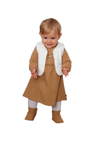 Robe et gilet sans manches Irmine Taupe et blanc