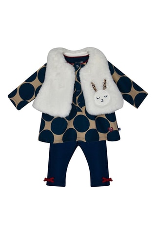 Pantalon, t-shirt et gilet - Bleu marine et beige