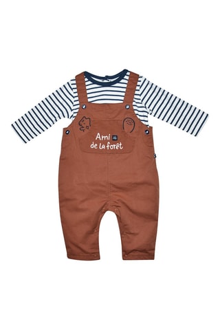 Salopette et t-shirt - Marron et blanc