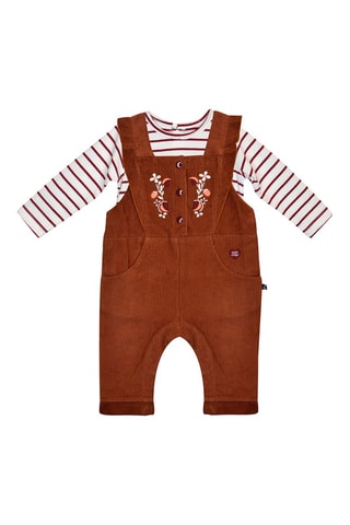 Salopette et t-shirt - Marron et blanc