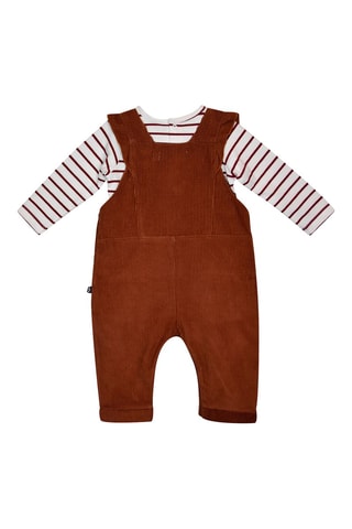Salopette et t-shirt - Marron et blanc