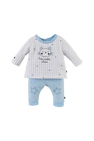 T-shirt et pantalon Bastin - Blanc et ciel
