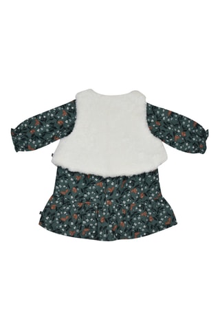 Robe et gilet sans manches - Vert foncé et blanc
