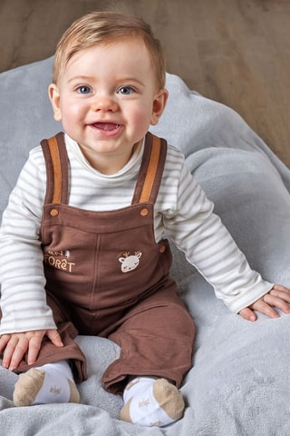 Salopette et t-shirt - Marron