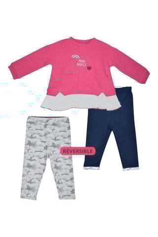 Sweat et legging réversible - Fuchsia et gris
