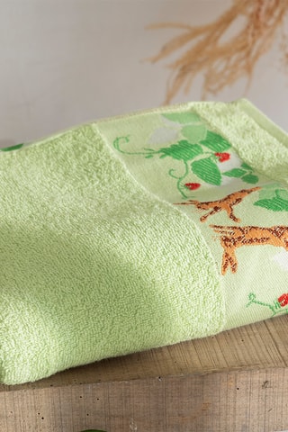 Toalha de mãos Lièvres au pays des merveilles - Verde - 70 x 130 cm