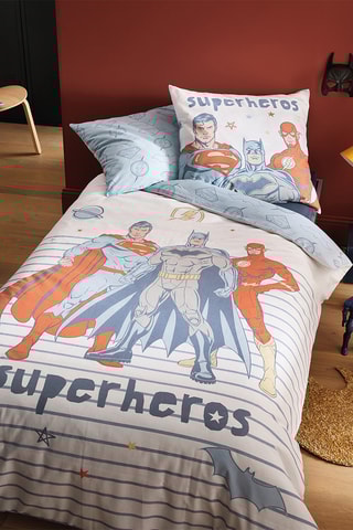 Conjunto de edredão reversível Superheróis - Branco