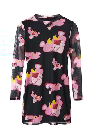 Robe fourreau La Panthère Rose Noir et rose