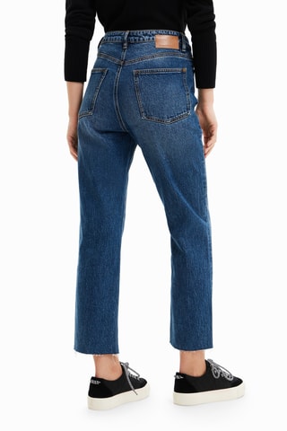 Jean droit taille haute Bleu marine