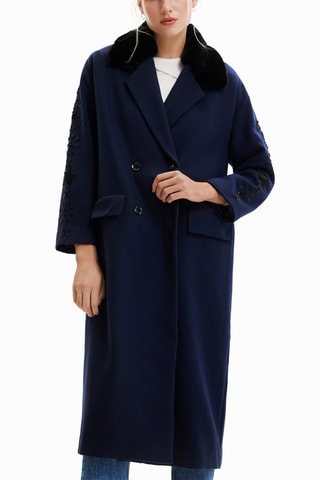 Manteau regular en laine - Bleu