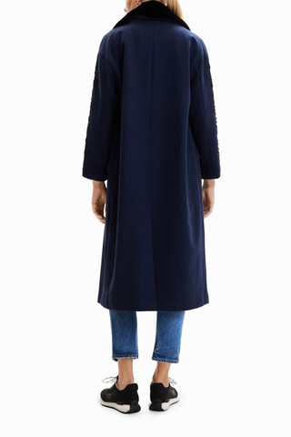 Manteau regular en laine - Bleu