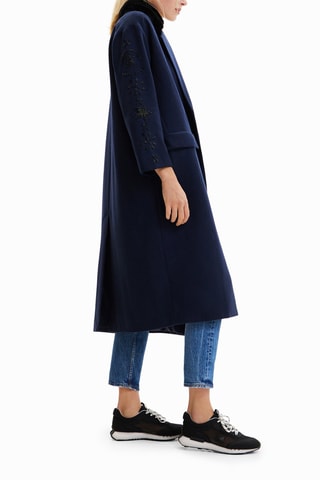Manteau regular en laine - Bleu