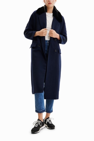 Manteau regular en laine - Bleu