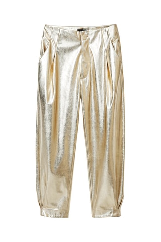 Pantalon tappered 7/8 taille haute - Doré