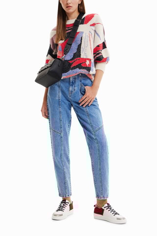 Jean mom taille haute - Bleu