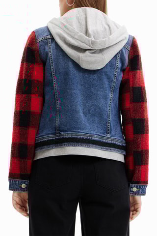 Veste en jean à capuche Bleu et rouge