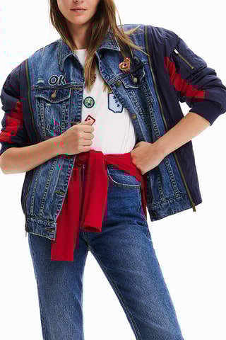 Veste bi-matière - Bleu 