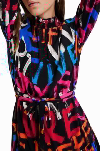 Robe trapèze - Noir et bleu