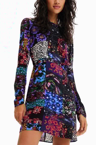 Robe droite Bleu et rouge