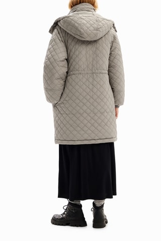 Manteau regular à capuche - Gris