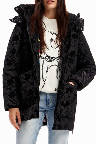 Doudoune regular à capuche - Noir