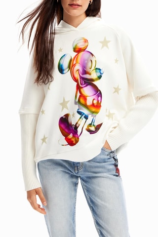 Sweat oversize à capuche Mickey Disney - Blanc