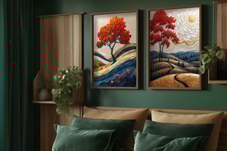 2 peintures décoratives encadrées en MDF Sandrine - 50 x 70 cm