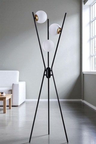 Lampadaire trépied - Noir - 3 x 40 W