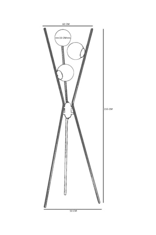 Lampadaire trépied - Noir - 3 x 40 W