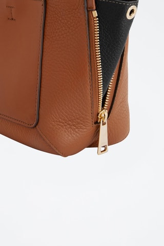 Leren Handtas Gilda Mini - Camel en Zwart