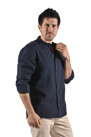 Linnen Overhemd Comfort - Marineblauw