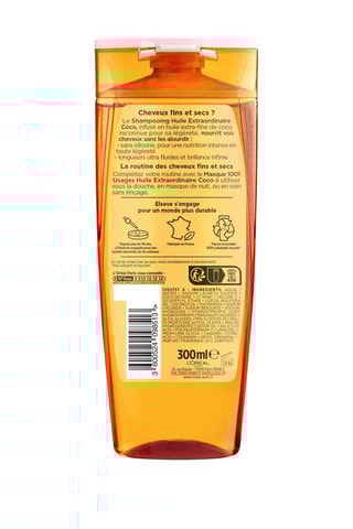 Champô nutritivo Huile Extraordinaire - Óleo de coco - Cabelos finos e secos - 300 ml