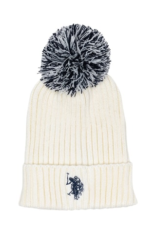 Gorro com pompom - Cru e preto