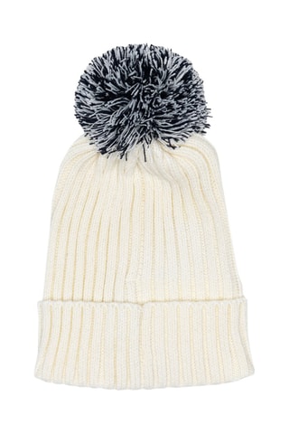Gorro com pompom - Cru e preto
