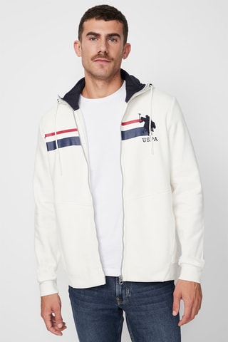 Sweat com capuz - Branco e azul-marinho