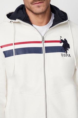 Sweat com capuz - Branco e azul-marinho