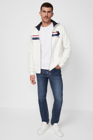 Sweat com capuz - Branco e azul-marinho